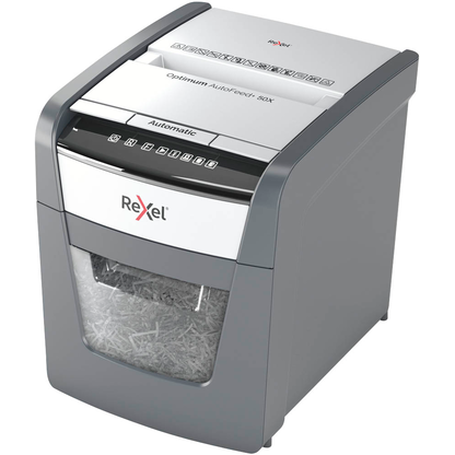 Artikelbild 3 für AKTION: Rexel Optimum AutoFeed+ 50X Aktenvernichter mit Partikelschnitt P-4, 4 x 28 mm, bis 50 Blatt, schwarz mit 20 Euro CashBack, Artikelnummer 267353