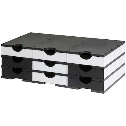Artikelbild 2 für styro Sortierstation styrodoc duo Standard schwarz/weiß mit 9 Fächer, Artikelnummer 659126