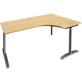 Artikelbild 1 für fm Sidney höhenverstellbarer Schreibtisch königsahorn Bogenform, C-Fuß-Gestell Rundrohr silber 180,0 x 80,0 cm, Artikelnummer 565723