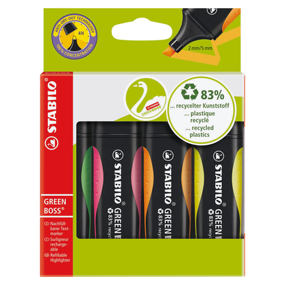 Artikelbild 3 für STABILO GREEN BOSS Textmarker farbsortiert, 4 St., Artikelnummer 452292