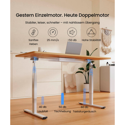 Artikelbild 7 für FlexiSpot E1 Pro elektrisch höhenverstellbares Schreibtischgestell schwarz ohne Tischplatte, T-Fuß-Gestell schwarz 111,6 - 148,6 x 68,0 cm, Artikelnummer 656676