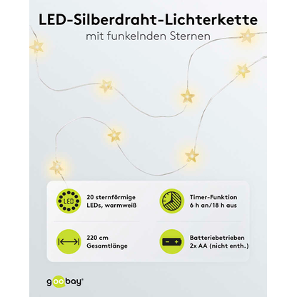 Artikelbild 6 für goobay 20er Sterne LED Lichterkette transparent 2,2 m, Artikelnummer 724977
