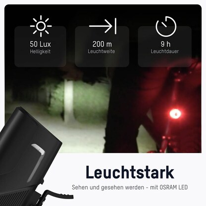 Artikelbild 5 für ANSMANN LED Fahrradbeleuchtung schwarz, 50 lx, 2600 mAh, Artikelnummer 105928