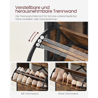 Artikelbild 5 für VASAGLE Schuhschrank, LBS101B01 braun 1 Fachboden 60,0 x 30,0 x 130,0 cm, Artikelnummer 289377