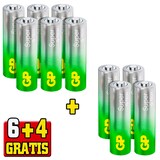 Artikelbild 1 für 6 + 4 GRATIS: 6 GP Batterien SUPER Mignon AA 1,5 V + GRATIS 4 St., Artikelnummer 296059
