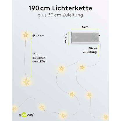 Artikelbild 5 für goobay 20er Sterne LED Lichterkette transparent 2,2 m, Artikelnummer 724977
