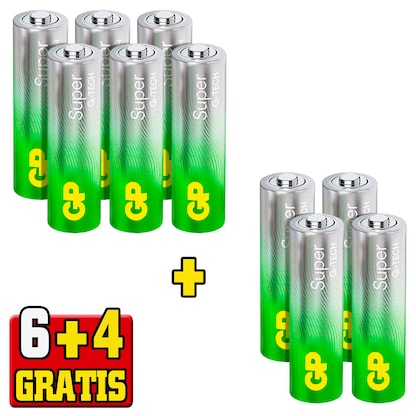 Artikelbild für 6 + 4 GRATIS: 6 GP Batterien SUPER Micro AAA 1,5 V + GRATIS 4 St., Artikelnummer 296067