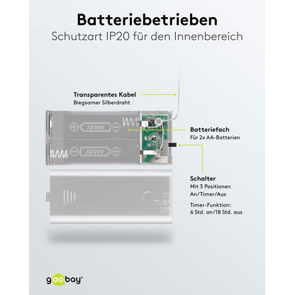 Artikelbild 7 für goobay 20er Sterne LED Lichterkette transparent 2,2 m, Artikelnummer 724977