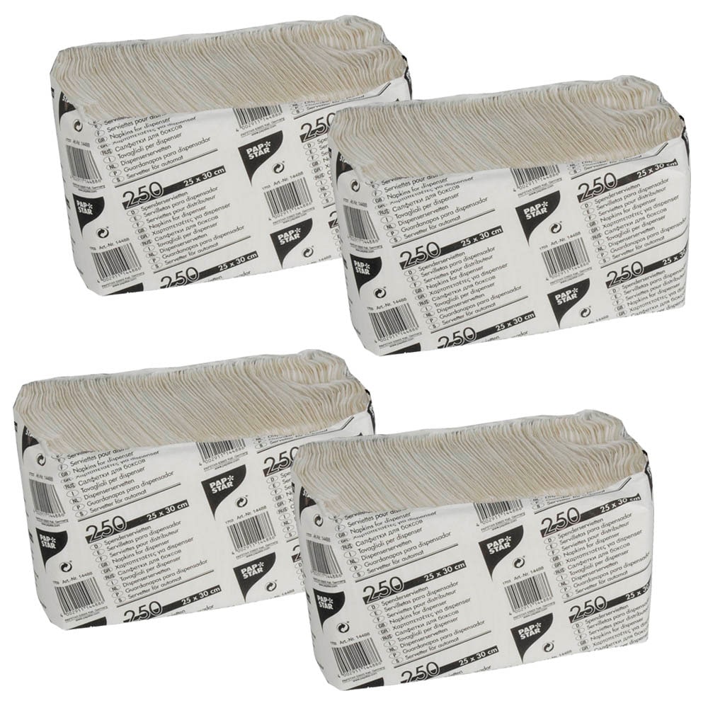Weiße Servietten 1-lagig – Packung Mit 100 Stück, 30x30 Cm, 4-fach Gefaltet