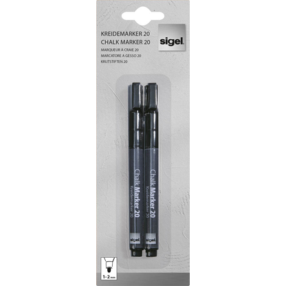 Artikelbild für SIGEL 20 Kreidemarker schwarz 1,0 - 2,0 mm, 2 St., Artikelnummer 282513