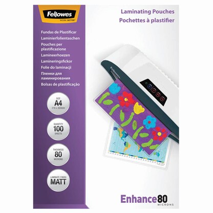Artikelbild 2 für 100 Fellowes Enhance80 Laminierfolien matt für A4 80 micron, Artikelnummer 211243