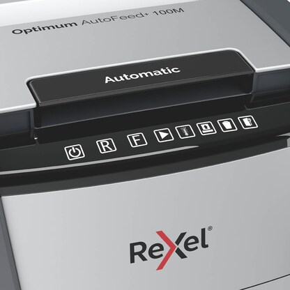 Artikelbild 7 für Rexel Optimum AutoFeed+ 100M Aktenvernichter mit Partikelschnitt P-5, 2 x 15 mm, bis 100 Blatt, schwarz, Artikelnummer 267371