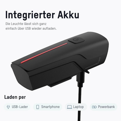 Artikelbild 9 für ANSMANN LED Fahrradbeleuchtung schwarz, 50 lx, 2600 mAh, Artikelnummer 105928