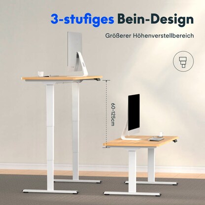 Artikelbild 3 für FlexiSpot E5 elektrisch höhenverstellbares Schreibtischgestell schwarz ohne Tischplatte, T-Fuß-Gestell schwarz 111,6 - 148,6 x 68,0 cm, Artikelnummer 656688