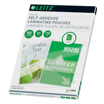 Artikelbild 2 für 100 LEITZ Laminierfolien glänzend für A4 80 micron selbstklebender Rücken, Artikelnummer 394655