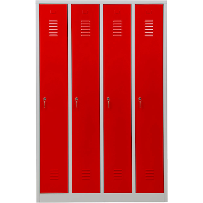 Artikelbild 4 für Gürkan Spind lichtgrau, feuerrot 105034, 4 Schließfächer 117,0 x 50,0 x 180,0 cm, Artikelnummer 559827