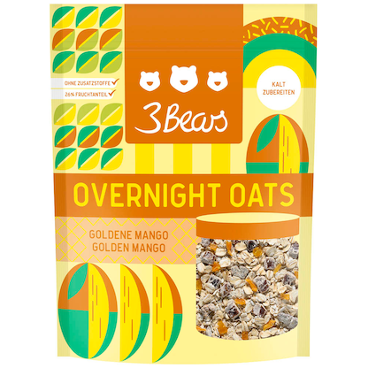Artikelbild für 3Bears Overnight Oats - Goldene Mango 400,0 g, Artikelnummer 518957