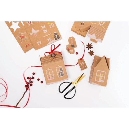 Artikelbild 3 für folia Adventskalender Hygge Dorf natur, weiß, rot, Artikelnummer 508263