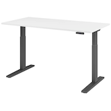 Artikelbild 1 für HAMMERBACHER XMKA16 elektrisch höhenverstellbarer Schreibtisch weiß rechteckig, C-Fuß-Gestell grau 160,0 x 80,0 cm, Artikelnummer 543274