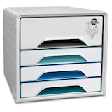 Artikelbild 1 für cep Schubladenbox Smoove Secure weiß/bunt 1073110511, DIN A4 mit 4 Schubladen, Artikelnummer 360567