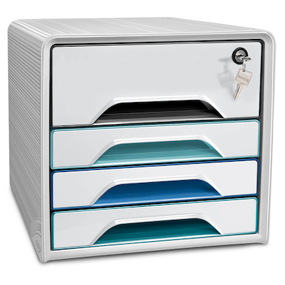 Artikelbild für cep Schubladenbox Smoove Secure weiß/bunt 1073110511, DIN A4 mit 4 Schubladen, Artikelnummer 360567