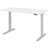 Artikelbild 1 für HAMMERBACHER XMKA16 elektrisch höhenverstellbarer Schreibtisch weiß rechteckig, C-Fuß-Gestell silber 160,0 x 80,0 cm, Artikelnummer 837942