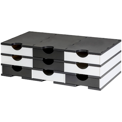 Artikelbild 3 für styro Sortierstation styrodoc duo Standard schwarz/weiß mit 9 Fächer, Artikelnummer 659126