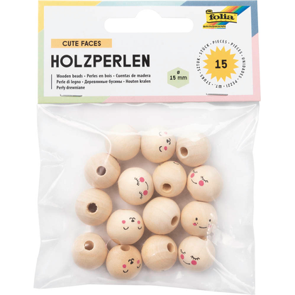 Artikelbild für folia Bastelset Holzperlen Gesicht natur, Artikelnummer 479432