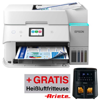 Artikelbild 18 für AKTION: EPSON EcoTank ET-4956 4 in 1 Tintenstrahl-Multifunktionsdrucker weiß + GRATIS Ariete Airy Fryer 4 L Heißluftfritteuse mit 60 Euro CashBack, Artikelnummer 708083