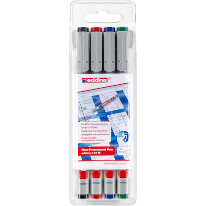 Artikelbild 3 für edding 152 Folienstifte-Set farbsortiert non-permanent 4 St., Artikelnummer 269421
