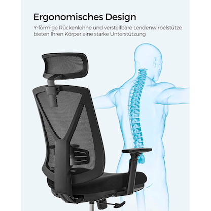 Artikelbild 5 für SONGMICS Bürostuhl, OBN61BKV1 Stoff schwarz, Gestell schwarz, Artikelnummer 289548