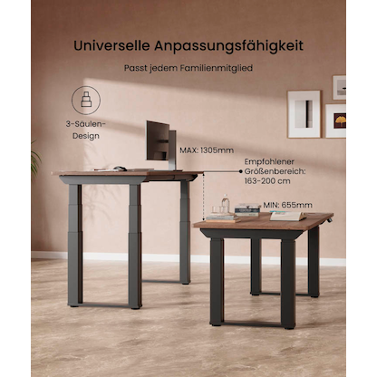 Artikelbild 2 für FlexiSpot E7Q elektrisch höhenverstellbares Schreibtischgestell weiß ohne Tischplatte, Kufen-Gestell weiß 110,0 - 190,0 x 57,8 cm, Artikelnummer 656803