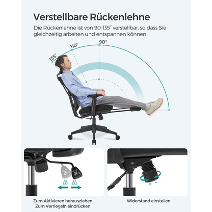 Artikelbild 6 für SONGMICS Bürostuhl, OBN61BKV1 Stoff schwarz, Gestell schwarz, Artikelnummer 289548