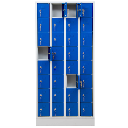 Artikelbild 10 für Gürkan Schließfachschrank lichtgrau, enzianblau 110298, 32 Schließfächer 80,0 x 15,0 x 168,0 cm, Artikelnummer 561074