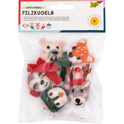 Artikelbild 2 für folia Deko-Anhänger Filzkugeln Wintertiere mehrfarbig, Artikelnummer 508182