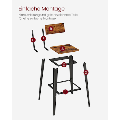 Artikelbild 10 für 2 VASAGLE Barhocker LBC078B01 braun, Artikelnummer 289979