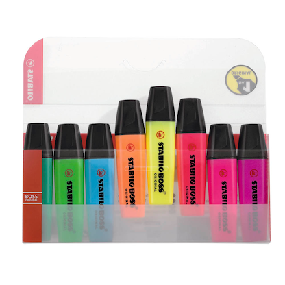 Artikelbild 5 für AKTION: STABILO BOSS ORIGINAL Textmarker farbsortiert, 8 St. + GRATIS Stabilo Fineliner schwarz, Artikelnummer 643266