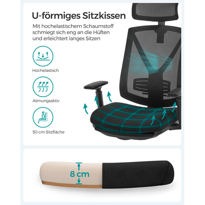 Artikelbild 8 für SONGMICS Bürostuhl, OBN61BKV1 Stoff schwarz, Gestell schwarz, Artikelnummer 289548