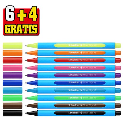 Artikelbild 9 für 6 + 4 GRATIS: Schneider Kugelschreiber Slider Edge farbsortiert, Schreibfarbe: farbsortiert, 6 St. + GRATIS 4 St., Artikelnummer 514162