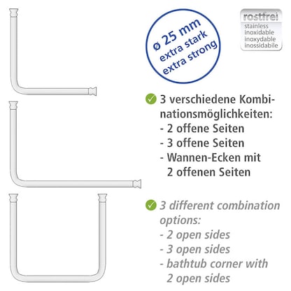 Artikelbild 7 für WENKO Metall Duschvorhangstange L-Form, Artikelnummer 664621