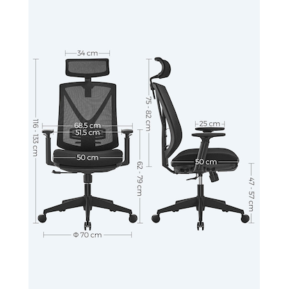 Artikelbild 4 für SONGMICS Bürostuhl, OBN61BKV1 Stoff schwarz, Gestell schwarz, Artikelnummer 289548
