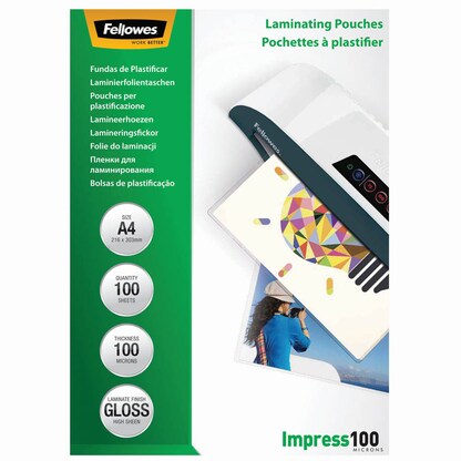 Artikelbild 6 für 100 Fellowes Impress100 Laminierfolien glänzend für A4 100 micron, Artikelnummer 306787