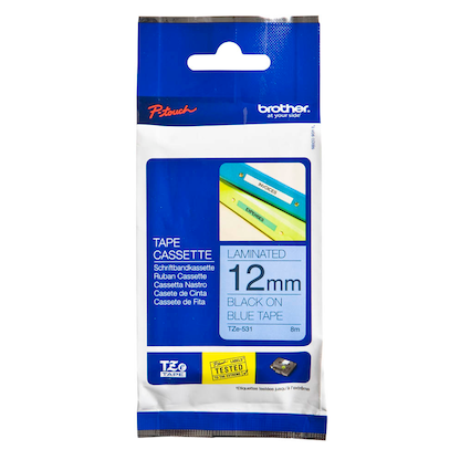 Artikelbild 2 für brother Schriftband TZe-531 TZE531, 12 mm schwarz auf blau, Artikelnummer 653402