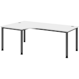 Artikelbild 1 für HAMMERBACHER HS82 höhenverstellbarer Schreibtisch weiß L-Form, 5-Fuß-Gestell grau 200,0 x 80,0/120,0 cm, Artikelnummer 101317