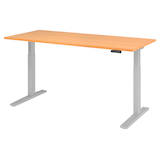 Artikelbild 1 für HAMMERBACHER XMKA19 elektrisch höhenverstellbarer Schreibtisch buche rechteckig, C-Fuß-Gestell silber 180,0 x 80,0 cm, Artikelnummer 837979