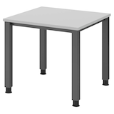 Artikelbild 1 für HAMMERBACHER QS08 höhenverstellbarer Schreibtisch lichtgrau quadratisch, 4-Fuß-Gestell grau 80,0 x 80,0 cm, Artikelnummer 101349