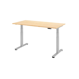 Artikelbild 1 für HAMMERBACHER XDSM16 elektrisch höhenverstellbarer Schreibtisch ahorn rechteckig, T-Fuß-Gestell silber 160,0 x 80,0 cm, Artikelnummer 412486