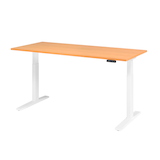 Artikelbild 1 für HAMMERBACHER XMKA19 elektrisch höhenverstellbarer Schreibtisch buche rechteckig, C-Fuß-Gestell weiß 180,0 x 80,0 cm, Artikelnummer 543391
