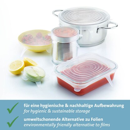 Artikelbild 3 für WESTMARK Frischhaltedeckel-Set Silikon Square transparent, 1 Set, Artikelnummer 996963