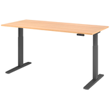 Artikelbild 1 für HAMMERBACHER XMKA19 elektrisch höhenverstellbarer Schreibtisch eiche rechteckig, C-Fuß-Gestell grau 180,0 x 80,0 cm, Artikelnummer 543294